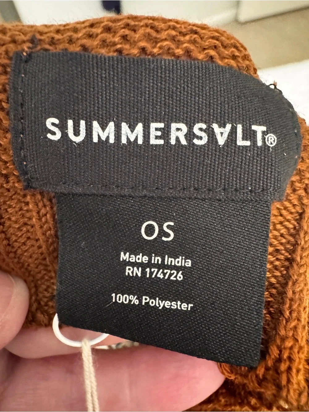 summersalt Rust and Black Ribbed Knit Scarf